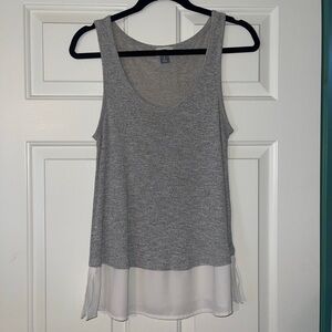 Gray Sleeveless Top with Sheer Hem